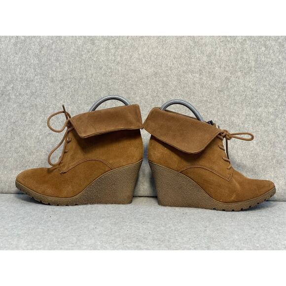 Mia Boots Womens Chaysee Ankle Booties Tan Leather Lace Up Wedge Heels Size 6 - Picture 6 of 8